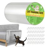 Lewondr Anti-Scratch Cat Scratching Deterrent Tape, 7.87x198 inches Transparent Clear Cat Scratch Furniture Protector, Single Side Cat Scratch Training Tape with 50 Pins for Couch,Carpet,Doors