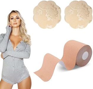 Boob Tape Boobtape, 3" Extra Wide Bob Tape for Large Breasts, XL Breast Lift Tape w 2pcs Reusable Nipplecover Adhesive Bra