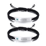 VNOX 2pcs Personalized Couples Jewellery Customized Couple Braided Bracelet Stainless Steel Zircon Bar Bracelet for Men Women,Free Engraving