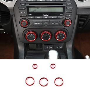 Aluminum Alloy Car Volume and Air Conditioning Switch Cover Knob Ring for Mazda MX-5 RF Miata 2009-2014 (Red)