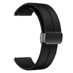 T TECLUSIVE Premium Silicone Strap Band with Magnetic Lock 22mm Compatible for Galaxy Watch 3 45mm / Watch 46mm | S3 Frontier | Amazfit Stratos GTR | Fossil Gen 5 6 | Adjustable Silicon Band (Black)