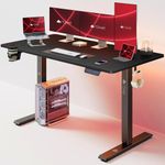 ARTIKEL Multi-Purpose Electric Height Adjustable Table DIY|Sit Stand Gaming Desk|80Kg Wt Lift|Cup Holder Headphone Hook Cable Wire Management|Home & Office|110X60Cm Carbon Black Metal