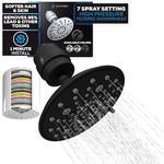 SparkPod Luxury Filtered Shower Head Set 23 Stage Shower Filter - Reduces Chlorine and Heavy Metals - Helps Dry Hair and Skin - 7 Spray Settings 8" Showerhead Filter (Midnight Black Matte)