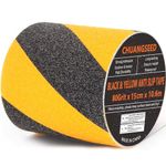 CHUANGSEED Heavy Duty yellow and black Anti Slip Tape 6" x 35Ft (15cm x 10.6m) High Traction strong grip Tape For Outdoor/Indoor Safety Non Skid Roll Traction Tread Warning Tape