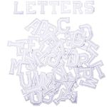 AXEN 52pcs Alphabet A to Z Patches, Iron on Sew on Letters for Clothes, Classic White