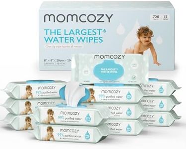 Baby Wipes, Momcozy Water Wipes-Extra Large Size Design, 99% Water Based Wipes, Unscented & Hypoallergenic, Cleansing & Moisturizing Baby Wipes for Sensitive Skin, 12 Flip-Top Packs (720 Wipes Total)
