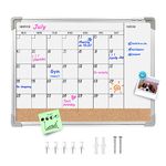 Magnetic White Board & Cork Board, 13" x 17" Combination Calendar Board & Bulletin Board，Double-Sided Dry Erase Board, Aluminium Frame Magnetic Whiteboard Cork Board Combo Board(ZHYL-AL-3343-1p)