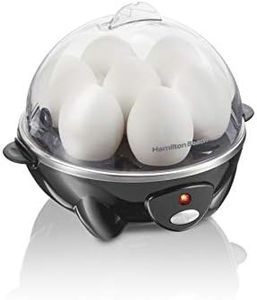 Hamilton Beach 3-in-1 Electric Egg Cooker for Hard Boiled Eggs, Poacher, Omelet Maker & Vegetable Steamer, Holds 7, Black (25507)