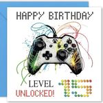 Cult Kitty Title Grandson Birthday Card - Gamer 15th Gaming Level - 15th Birthday Card Boy, Boys Birthday Cards, Gaming Birthday Card Grandson, Grandson Birthday Cards for Boys