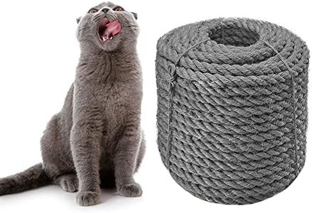 Sisal Rope 6mm for Cat Scratcher Repair and Replace Cat Scratching Post, DIY Scratching Furniture - Cat Tree, Scratch Carpet & Mat, Cat Kicker Toys, Gray 98ft/30m