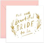 Old English Co. Beautiful Bride To Be Card - Cute Hen Party Card for Miss to Mrs from Bridal Party, Bridesmaid, Maid of Honour - Gold Foil Card for Bride To Be | Blank Inside with Envelope