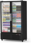 ACONEE Refrigerator Commercial Glass Door Display Upright Freezer, Black