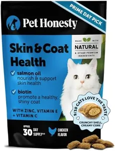 Cat Skin & Coat Health Crunchy & Creamy Chews - Omegas, Vitamin C + E, Biotin Supplement, Soothes Skin and Promotes Shiny Coat, Cat Supplements & Vitamins - Chicken (30-Day Supply)
