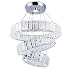 diisunbihuo LED Crystal Chandeliers Rings Pendant Light Height Adjustable Ceiling Lamp for Bedroom Dinning Room (234 Cool White)