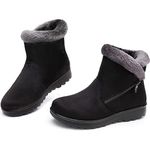 Maxome Snow Boots Womens Winter Boots Fur Lined Women Walking Boots Lightweight Anti-Slip Ankle Boots Side Zipper Outdoor for Ladies Girls Warm Booties Black