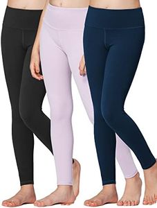 Stelle Girls Athletic Leggings Kids Dance Workout Running Yoga Pants with Hidden Pocket (Black-Navy-Lavender, 7-8 Years)