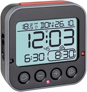 TFA Dostmann Bingo 2.0 digitaler Funk-Wecker mit Temperaturanzeige, Kunststoff, schwarz, (L) 95 x (B) 41 x (H) 96 mm
