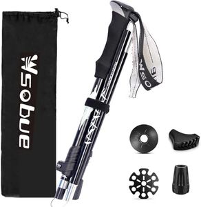 Trekking Pole,Collapsible Walking Hiking Stick for Men Women, Ultralight Aluminum Ski Pole with EVA Grip (Black 1 Pack)