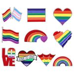 MWOOT 10Pcs Gay Rainbow Pins, LGBT Pride Rainbow Button Pins Kit with Heart Flag Designs, LGBTQ Cute Brooch Pins Accessories for Lover Clothes Lapel Bag Backpack Decorations