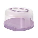 Top Shelf Elements Cake Carrier, Two sided Cake Holder Serves as Five Section Serving Tray, Portable Cake Stand Fits 10 inch Cake, Cake Box Comes With Handle, Stand Holds Pies (Lilac)