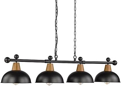 FEMILA 4-Light Pool Table Lights for 7ft/8ft Table, 48" Modern Billiard Llight Kitchen Island Light, Hanging Pool Table Lamp for Game Room,Kitchen, Bar, Coffee Shop, 4FG60-4LP BK