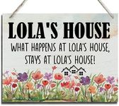 Rustic Sign, Mother's Day Gift, Grandma's Gift, Mom's Gift, Hanging Printed Wood Wall Art Sign Decor, Lola's House What Happens At Lola's House, Stays At Lola's House, Sign Gift for Grandma