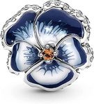 Lkwidi Blue Pansy Flower Charm 925 Sterling Silver Pendant,Girl Jewellery Beads Gifts for Women Bracelet Necklace