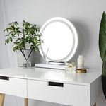 At Home Comforts Light Up Vanity Hollywood Mirror with Dimmable LED Globe Lights for Makeup, Vanity Table (LED Strip Round Lucille)