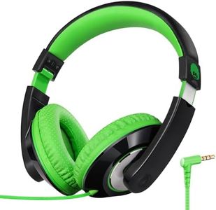 rockpapa Kids Over-Ear Headphones, Black/Green
