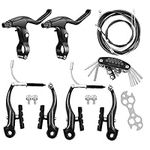 Bike Brakes Set, Brake kit for Most Bicycles Mountain Bike, Universal Front and Rear Bike MTB Hybrid Brake, Callipers Cables Lever Kit, Multi-Tool Wrenches - Black