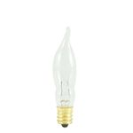 25 PACK -- Bulbrite 7.5CFC/15/3 7.5W Flame Candelabra Tip Chandelier Bulb, Clear