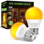 LEDERA LED Amber Light Bulbs, 40W Equivalent A15 LED Bulb, 5W Energy Saving Yellow Bulbs, E26 Base, 2000K Amber Light for Porch, Patio, Bedroom, Nursery, Sleep, Non-Dimmable, 2 Packs, 120VA1507W5E26