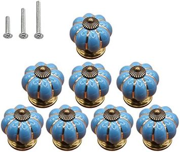 HUAMULAN 8PCS Ceramic Cabinet Knobs Pumpkin Drawer Door Cupboard Dresser Pull Handles for Kitchen Kids Child Room Wardrobe Closet