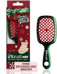 UNbrush Mini Holiday Hair Brush for Pain-Free Brushing On All Wet/Dry Hair Types — Mini UNbrush Detangling Brush with Durable Anti-Static Bristles, Lightweight & Vented — Christmas Hair Care Gifts