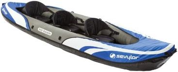 Sevylor Big Basin 3-Person Inflatable Kayak with Adjustable Seats & Carry Handles, Heavy-Duty PVC Construction for Rugged Use & Boston Valve for Easy Inflation/Deflation