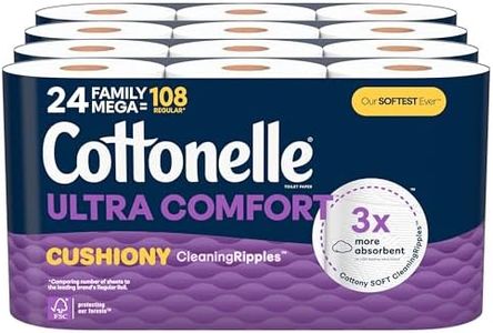 Cottonelle Ultra Comfort Toilet Paper with Cushiony CleaningRipples Texture, 24 Family Mega Rolls (24 Family Mega Rolls = 108 Regular Rolls) (4 Packs of 6), 296 Sheets per Roll, Packaging May Vary