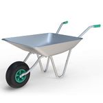 Vivo Technologies Wheelbarrow Home Garden 65L, Heavy Duty Cart Galvanised Wheel Barrow with Pneumatic Tyre 100KG Load-Bear, Strong Large Transport Trolley Handcart, Suitable for Garden Work