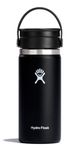 Hydro Flask - Travel Coffee Flask 473 ml (16 oz) - Vacuum Insulated Stainless Steel Travel Mug with Leak Proof Flex Sip Lid - Wide Mouth - Black