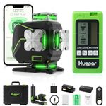 Huepar Outdoor Laser Level with Receiver for Outside or Long Distance Use, 200ft, Upgraded Bluetooth 4x360° Green Beams for Construction, Tiling, Framing, Drop Ceiling, Floor Installation S04CG