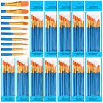 120Pcs Acrylic Paint Brush Set Bulk, Paxcoo Face Art Paint Brushes Assorted Small Artist Brushes for Beginner Watercolor Acrylic Paint Canvas Fabric Models Painting Class Supplies