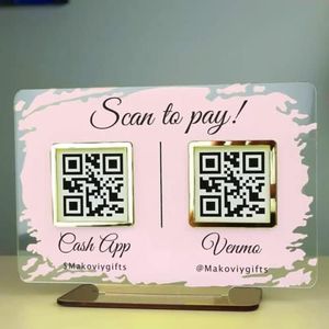 Pahdecor Custom Zelle App Sign,QR Code Sign, Multi QR code Business Sign, Scan to Pay Sign,QR Code Sign,CashApp Payment Sign, PayPal Payment Sign, Small Business Payment Plaque, Pop Up Shop