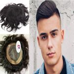 Glorious Hub 8x6 Fine R Mono Hair Patch for Men 100% Natural Human Hair Wigs Original Durable PREMIUM Monofilament Toupee Non Surgical Hair Replacement System can be Fix with Hair Patch Clips, Tape or Glue (Black Hair)