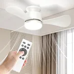 Hisummer Small White Ceiling Fan with Light and Remote, Modern Bedroom Ceiling Fan with Light 28 Inch Outdoor/Indoor Ceiling Fan for Kitchen Patio Reversible Ceiling Fan (‎White-Flush Mount)