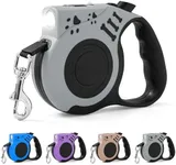 COSOWO Retractable Dog Leash with USB Rechargeable Flashlight for Night Walks, 16FT Automatic Telescopic Tractor Dog Leash for Small and Medium Dogs, Grey