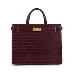 Miraggio Croc-Textured Stella Top Handle Handbag for Women with Detachable Sling Strap - Wine