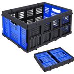 49L Plastic Collapsible Storage Crate, Folding Storage Basket for Home, Shopping and Office,Compatible With Folding Trolley Carts Accessory