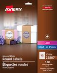 Avery 2" Inch Round Labels, Glossy White, Permanent, Pack of 120 Labels, Inkjet/Laser, Made in Canada (22807)