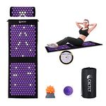 Extra Long Yoga Acupressure Mat Set,Massage Acupuncture Mat Large,Magnetic Mat Acupressure Bed of Nails Neck Back Pain Relief(Purple)