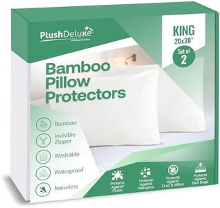 Premium King 20''x38'' Waterproof Pillow Protector Covers - Viscose Made from Bamboo – Allergy, Dust, and Mite Proof Zippered Pillowcase, Set of 2
