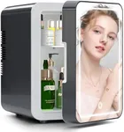 BOGDA Mini Skincare Fridge (4 Liter/6 Can) with Dimmable LED Light Mirror, Cooler and Warmer for Refrigerating Make Up, Skin Care and Food, Portable Mini Fridge for Bedroom, Office and Car, Grey